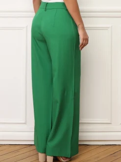 Clearance La Modeuse Pantalon droit à double poches plaquées Vert
