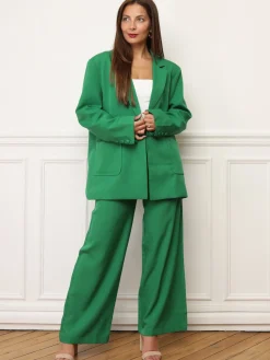 Clearance La Modeuse Pantalon droit à double poches plaquées Vert