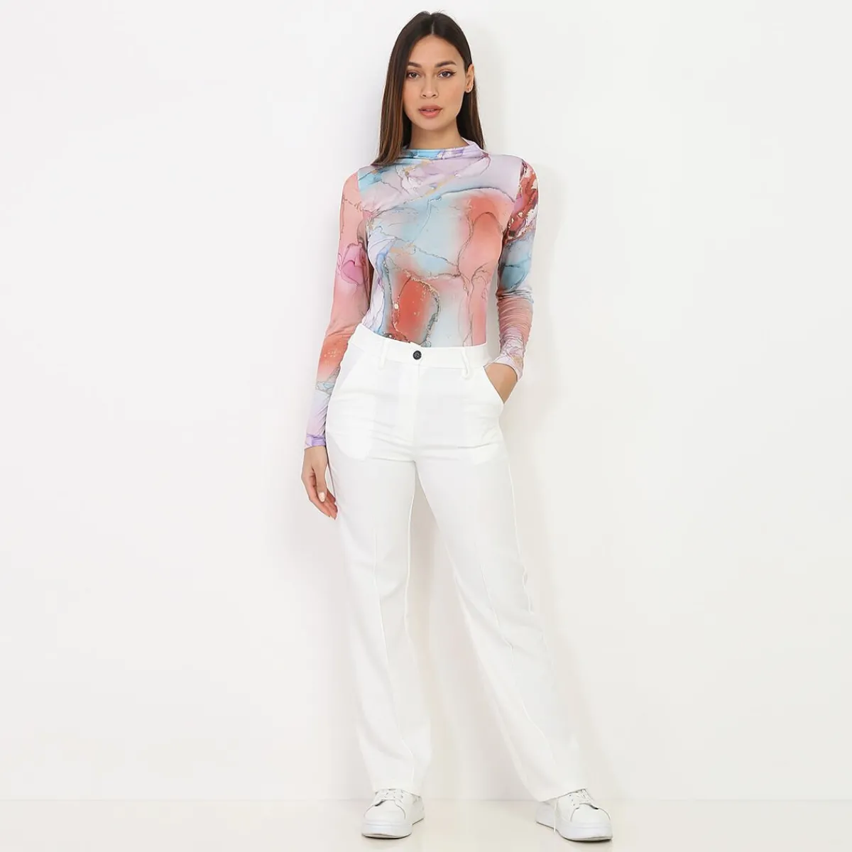 Best La Modeuse Pantalon droit basique Blanc