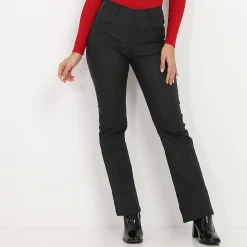 Discount La Modeuse Pantalon droit effet enduit Noir