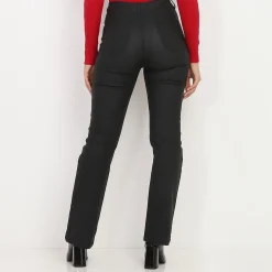 Discount La Modeuse Pantalon droit effet enduit Noir