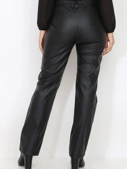 Discount La Modeuse Pantalon droit en simili Noir