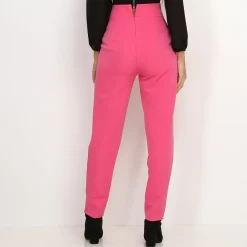 La Modeuse Pantalon droit maxi taille haute Fuchsia