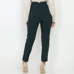 Sale La Modeuse Pantalon droit taille haute Vertfoncé