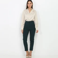 Sale La Modeuse Pantalon droit taille haute Vertfoncé