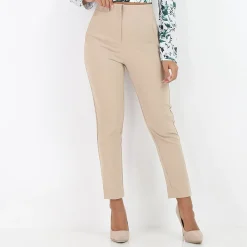 Hot La Modeuse Pantalon droit taille haute Beige