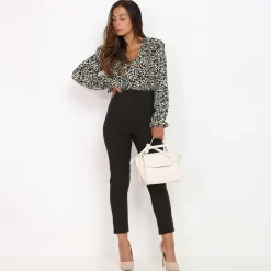 Clearance La Modeuse Pantalon droit taille haute Noir