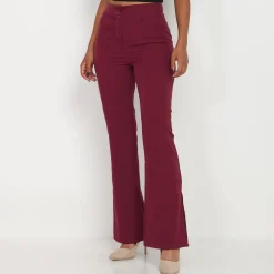 Outlet La Modeuse Pantalon flare à fentes Bordeaux