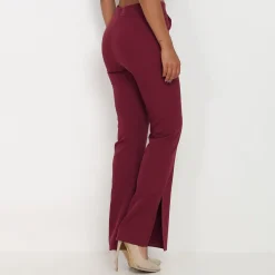 Outlet La Modeuse Pantalon flare à fentes Bordeaux