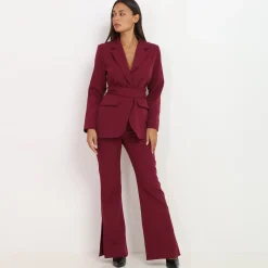 Outlet La Modeuse Pantalon flare à fentes Bordeaux