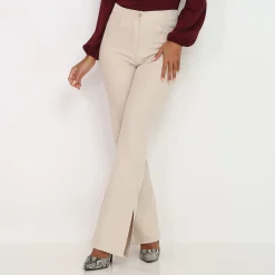 Sale La Modeuse Pantalon flare à fentes Beige