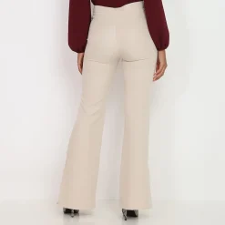 Sale La Modeuse Pantalon flare à fentes Beige