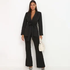 Online La Modeuse Pantalon flare à fentes Noir
