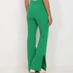Discount La Modeuse Pantalon flare à fentes Vert