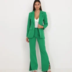 Discount La Modeuse Pantalon flare à fentes Vert