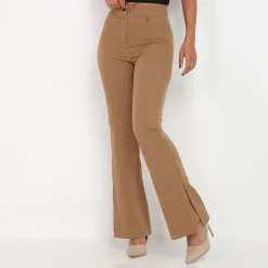 Hot La Modeuse Pantalon flare à fentes Camelfoncé