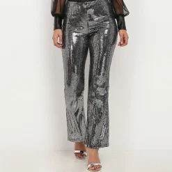 Best La Modeuse Pantalon flare à sequins Argenté