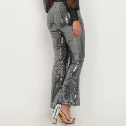 Best La Modeuse Pantalon flare à sequins Argenté