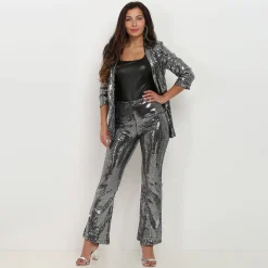 Best La Modeuse Pantalon flare à sequins Argenté