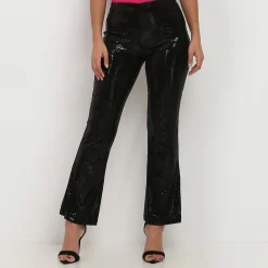 Hot La Modeuse Pantalon flare à sequins Noir