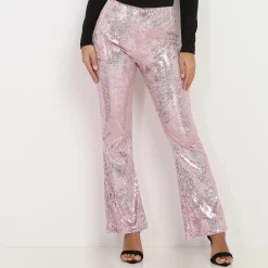 Hot La Modeuse Pantalon flare à sequins Rose