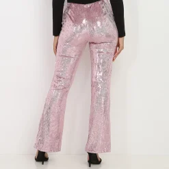 Hot La Modeuse Pantalon flare à sequins Rose