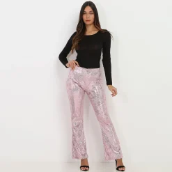 Hot La Modeuse Pantalon flare à sequins Rose