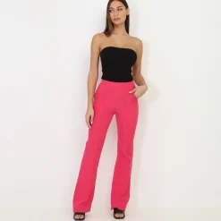 Online La Modeuse Pantalon flare à taille haute Fuchsia