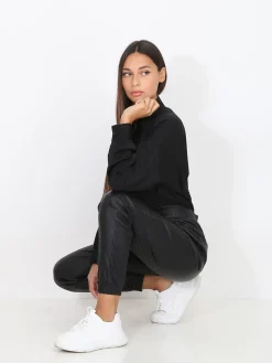 Clearance La Modeuse Pantalon jogger en simili Noir