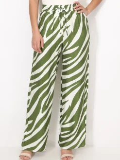 La Modeuse Pantalon large à motif zébré Vert
