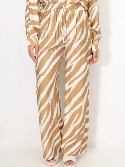 Hot La Modeuse Pantalon large à motif zébré Taupe