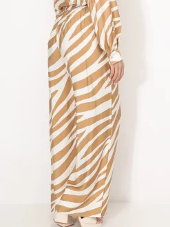 Hot La Modeuse Pantalon large à motif zébré Taupe