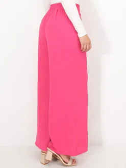 Discount La Modeuse Pantalon large à plis et boutons Fuchsia