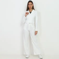 Hot La Modeuse Pantalon large à taille haute Blanc