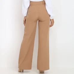 La Modeuse Pantalon large ceinturé Camel