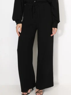 Clearance La Modeuse Pantalon large en lin Noir