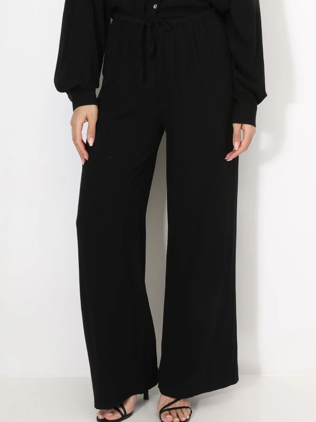 Clearance La Modeuse Pantalon large en lin Noir