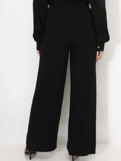 Clearance La Modeuse Pantalon large en lin Noir