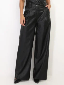 Hot La Modeuse Pantalon large en simili Noir
