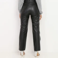 La Modeuse Pantalon large en simili brillant Noir