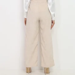 Outlet La Modeuse Pantalon large en velours côtelé Beige