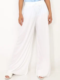 La Modeuse Pantalon large plissé Blanc