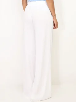 La Modeuse Pantalon large plissé Blanc