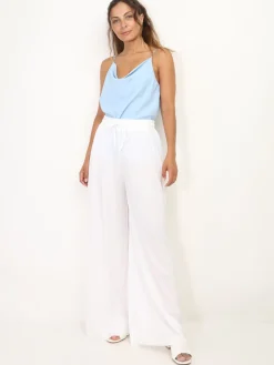 La Modeuse Pantalon large plissé Blanc
