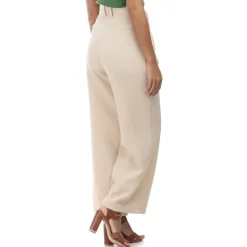 Discount La Modeuse Pantalon palazzo en crêpe taille haute Beige