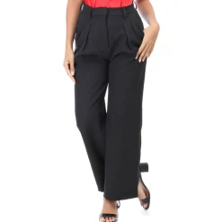 Discount La Modeuse Pantalon palazzo en crêpe taille haute Noir