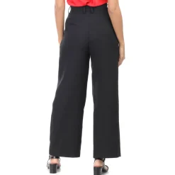 Discount La Modeuse Pantalon palazzo en crêpe taille haute Noir