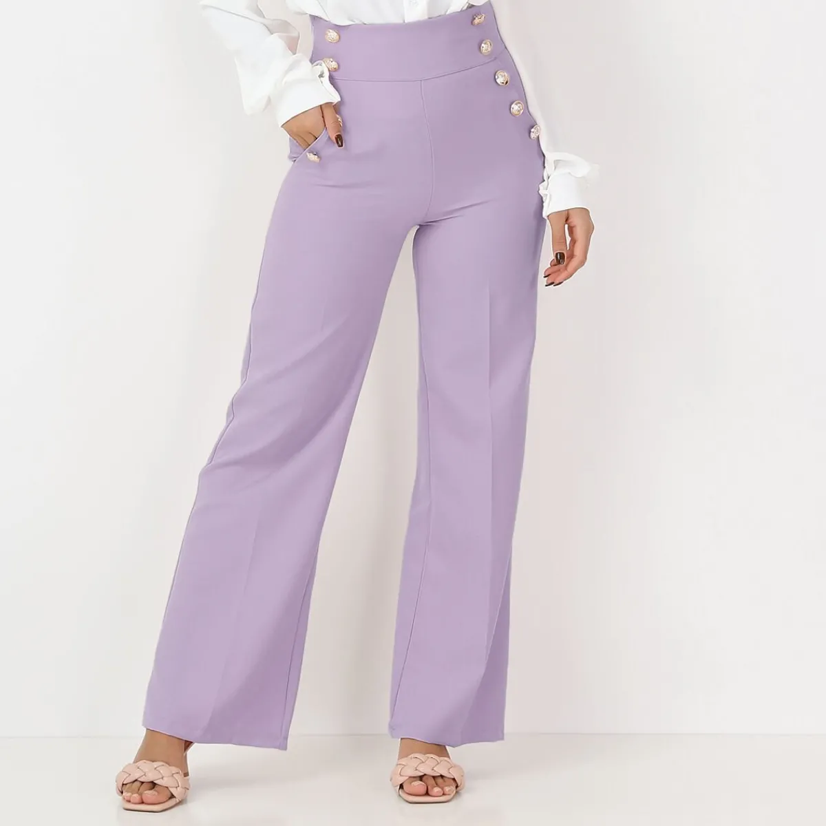 Best La Modeuse Pantalon palazzo style officier Violet