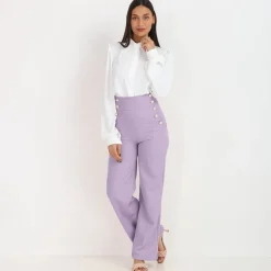 Best La Modeuse Pantalon palazzo style officier Violet