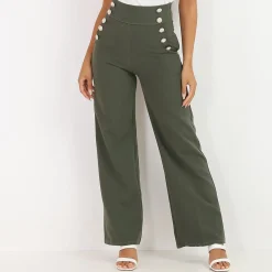 Online La Modeuse Pantalon palazzo style officier Kaki